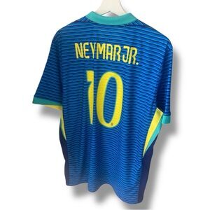 Nike Brazil Away Soccer Blue and Yellow Neymar Jr. Men's Jersey. #10